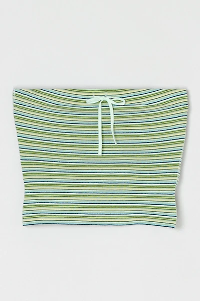 Vintage Y2k Green & Blue Striped Tied Strapless Top