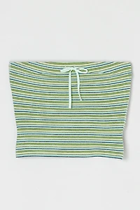 Vintage Y2k Green & Blue Striped Tied Strapless Top