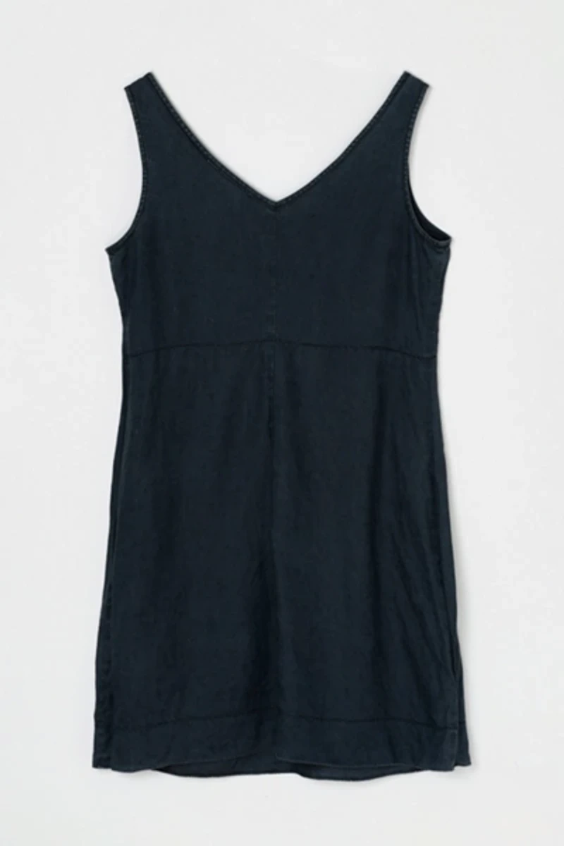 Vintage 90s Black Linen Mini Dress