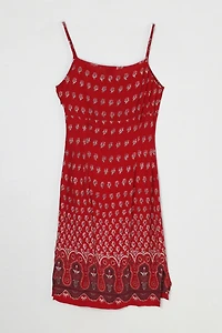 Vintage Y2k Red Printed Midi Dress