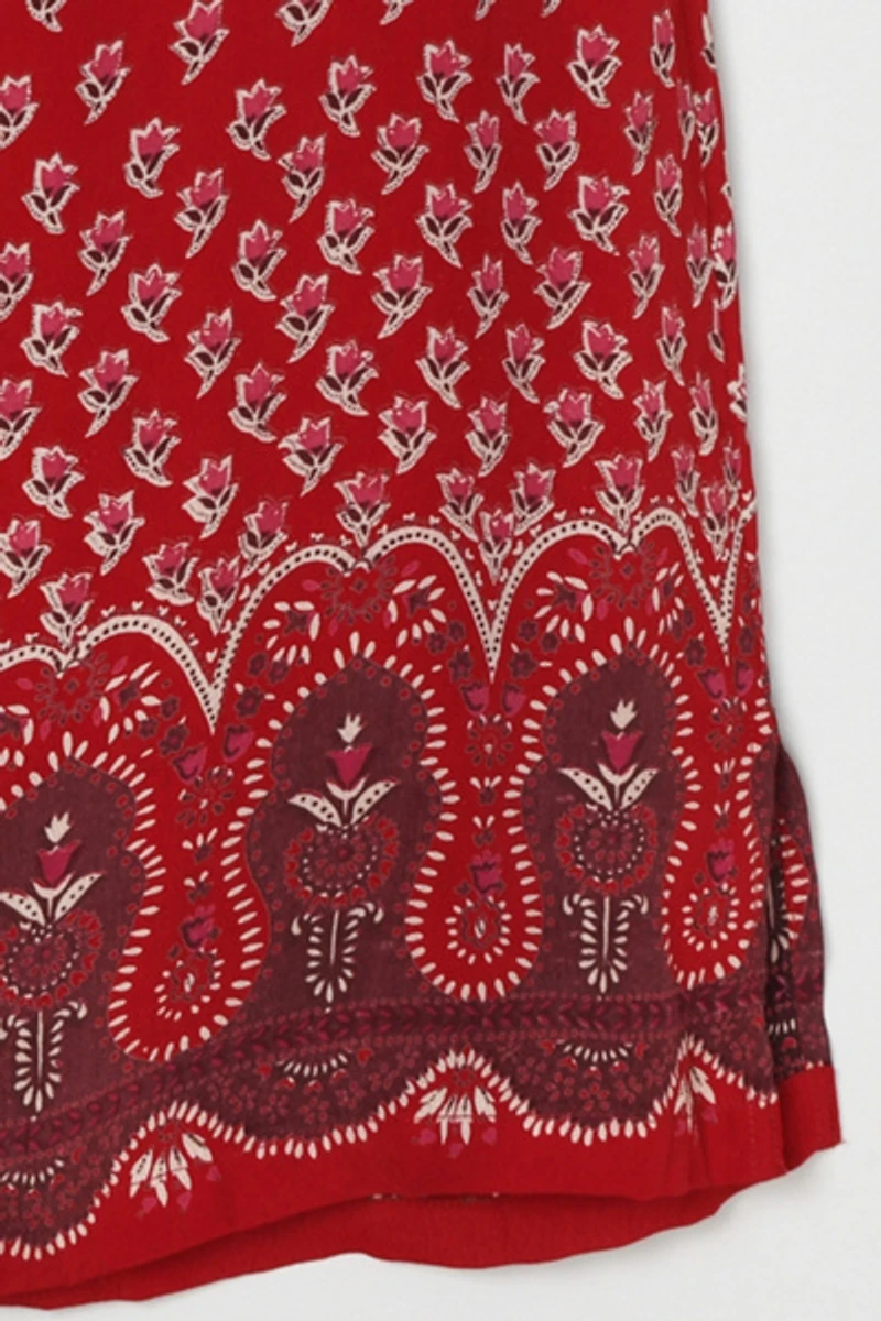 Vintage Y2k Red Printed Midi Dress