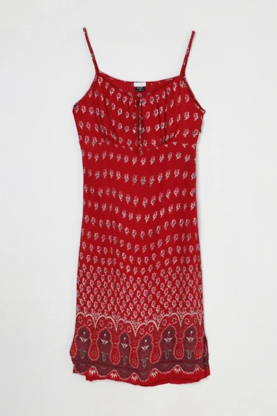 Vintage Y2k Red Printed Midi Dress