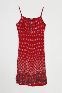 Vintage Y2k Red Printed Midi Dress