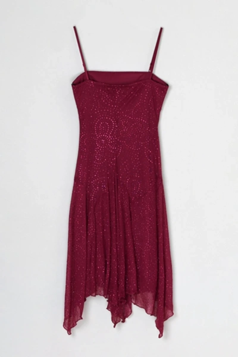 Vintage Y2k Dark Pink Glittered Mini Dress