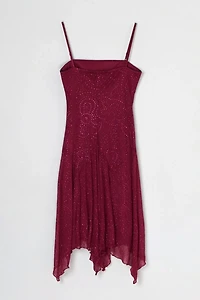 Vintage Y2k Dark Pink Glittered Mini Dress