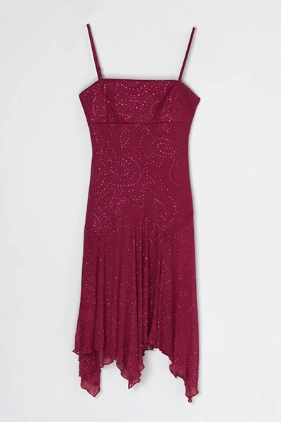 Vintage Y2k Dark Pink Glittered Mini Dress