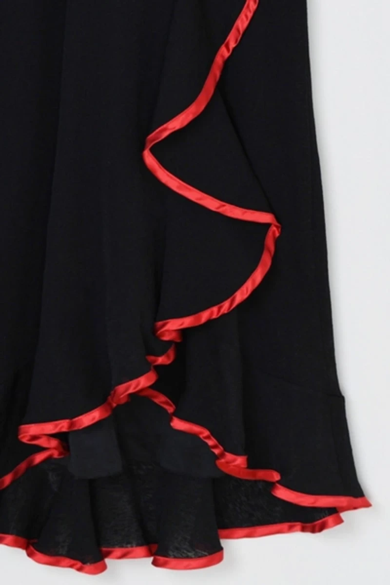 Vintage Y2k Black Midi Dress with Red Satin Bands