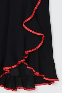 Vintage Y2k Black Midi Dress with Red Satin Bands