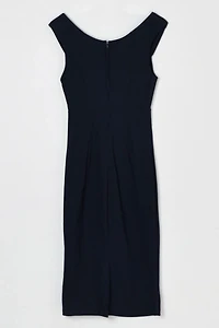 Vintage Y2k Navy Blue Ruched Midi Dress
