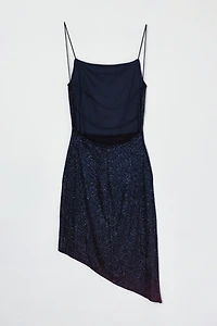 Vintage Y2k Strappy Dark Blue Glittered Mini Dress