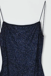 Vintage Y2k Strappy Dark Blue Glittered Mini Dress