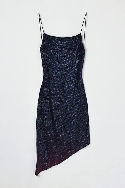 Vintage Y2k Strappy Dark Blue Glittered Mini Dress