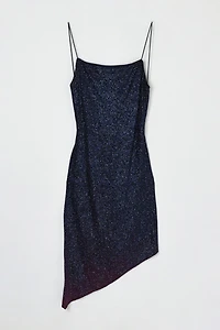 Vintage Y2k Strappy Dark Blue Glittered Mini Dress
