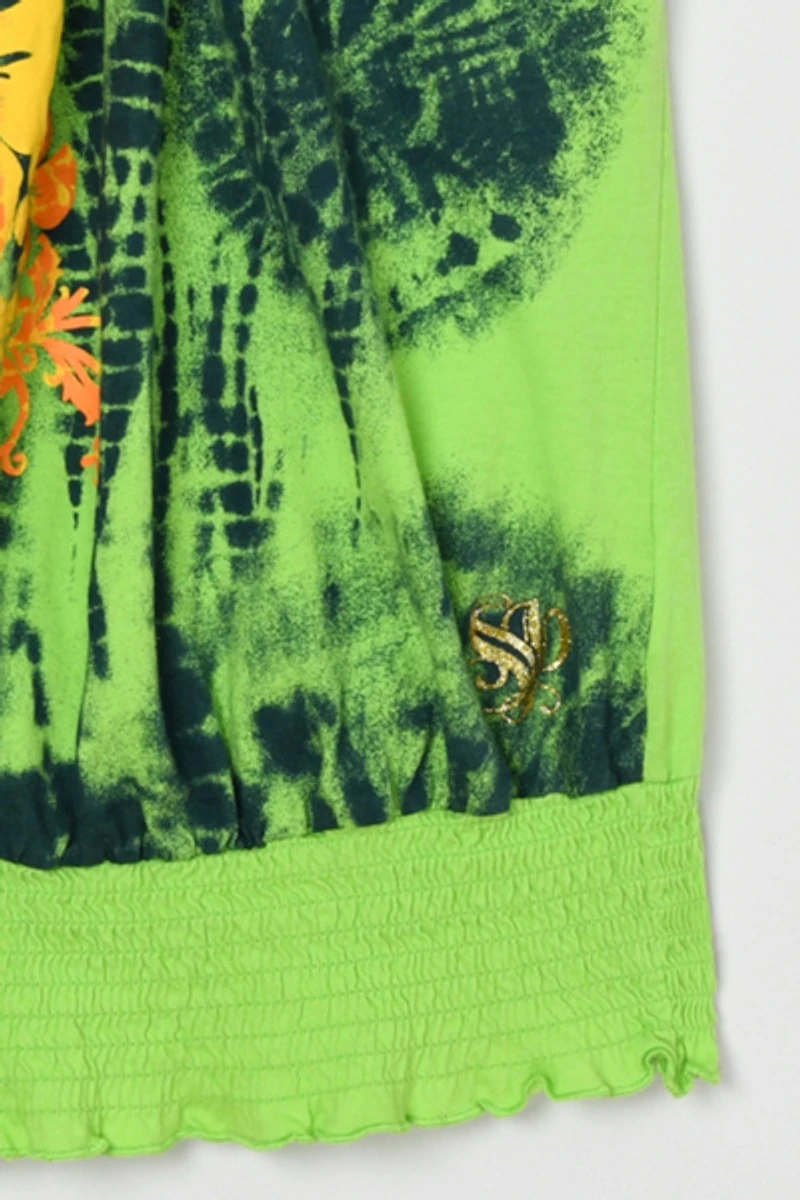 Vintage Y2k Printed Halter Top with Beaded Tie