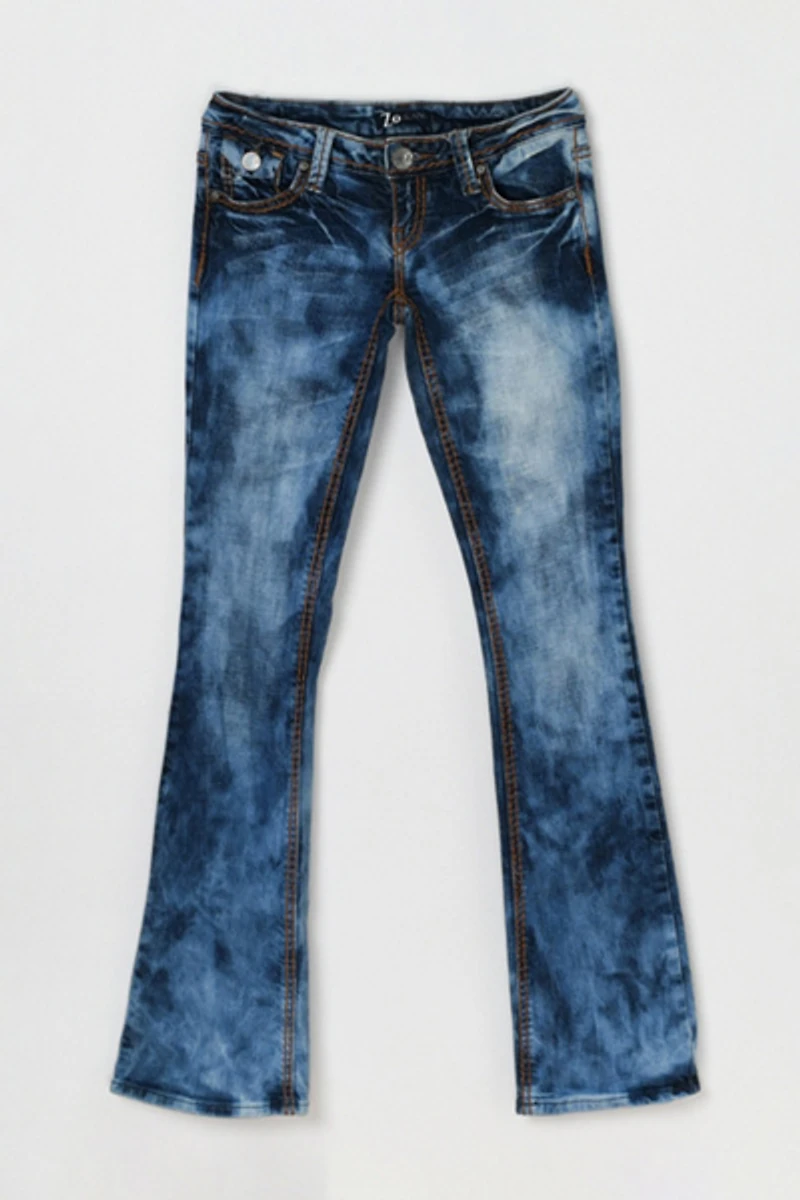 Vintage Y2k Low-Rise Stone Wash Flared Skinny Jeans