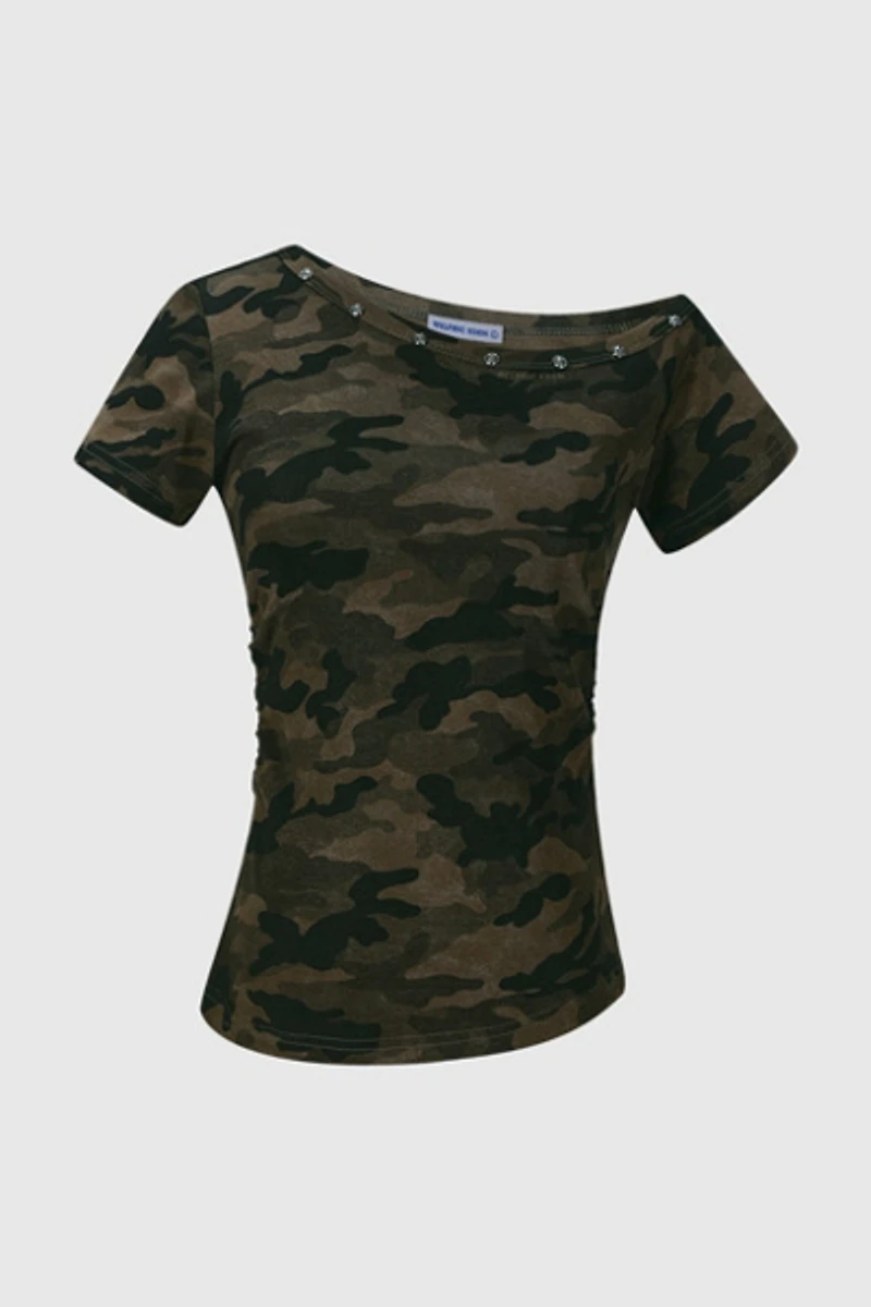 Aelfric Eden CAMO Off-The-Shoulder Baby Tee