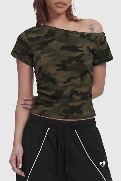 Aelfric Eden CAMO Off-The-Shoulder Baby Tee