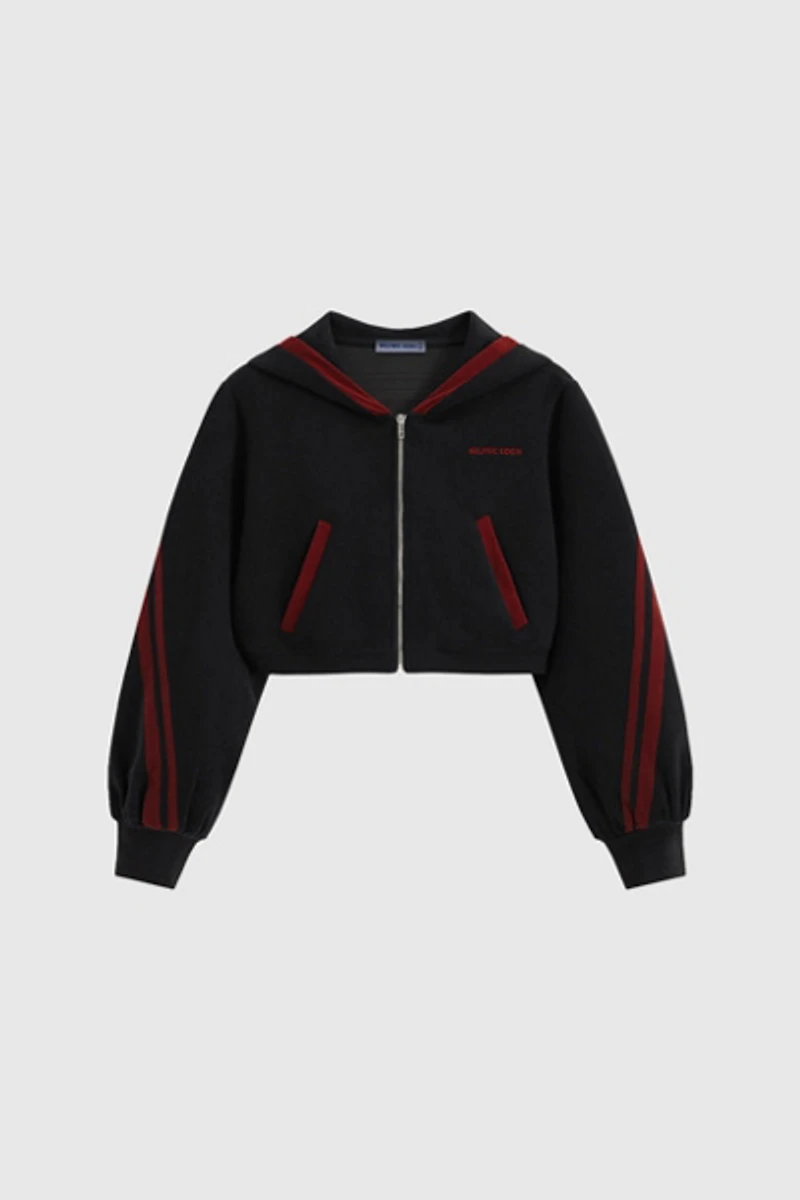 Aelfric Eden Cropped Contrast Stripe Zip Up Hoodie
