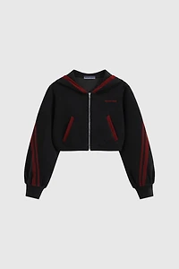 Aelfric Eden Cropped Contrast Stripe Zip Up Hoodie