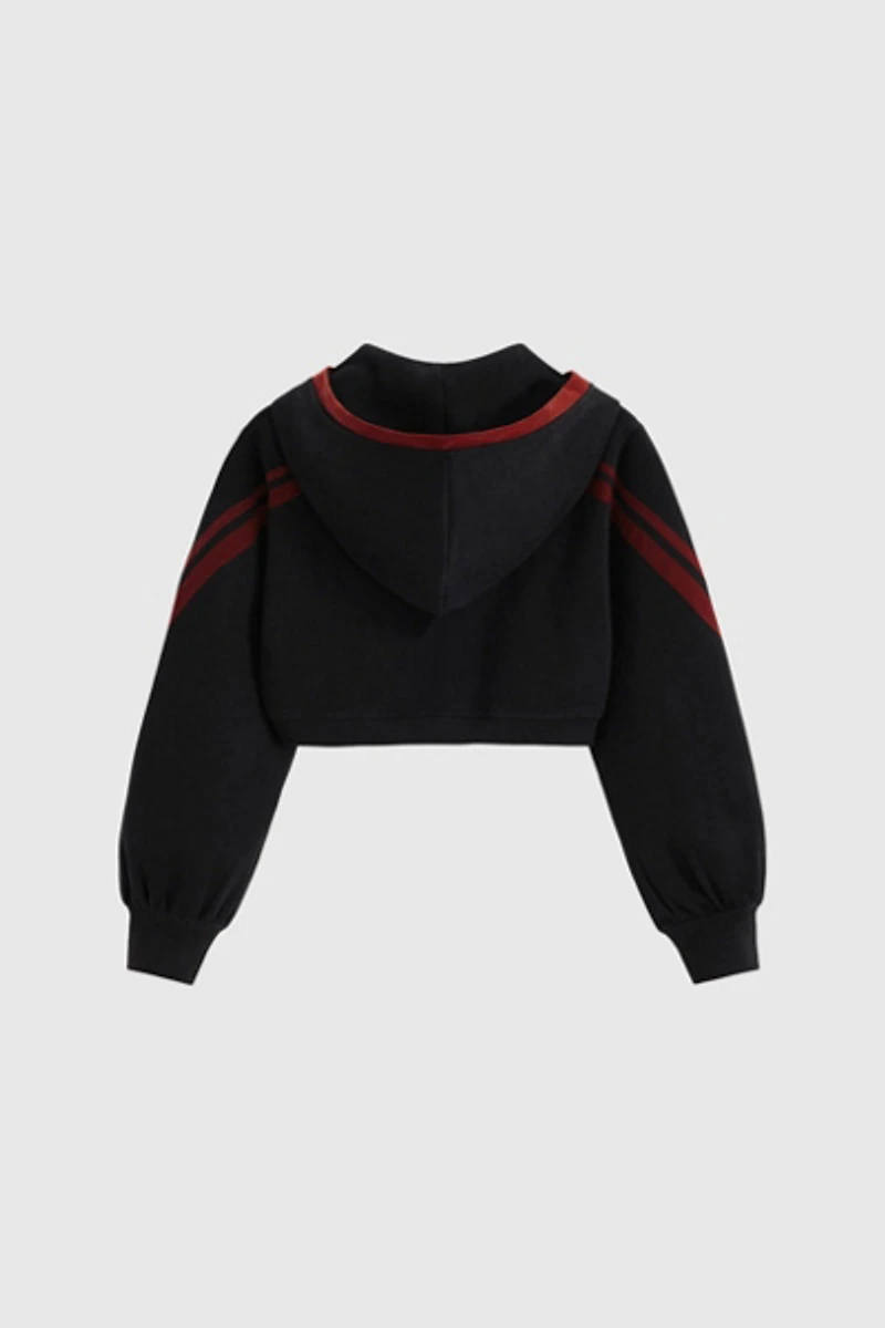 Aelfric Eden Cropped Contrast Stripe Zip Up Hoodie