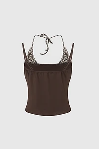 Aelfric Eden Leopard Halter Studded Cami Top