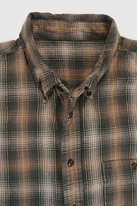 Vintage Dark Plaid Button-Down Shirt