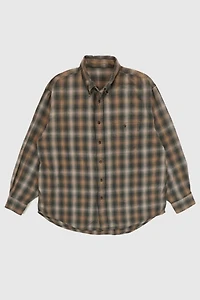 Vintage Dark Plaid Button-Down Shirt