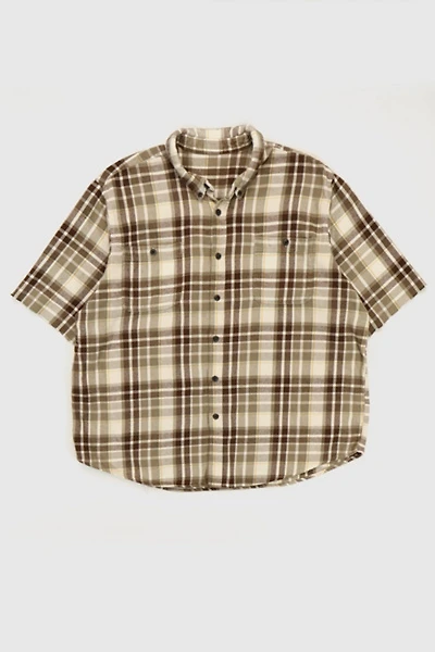 Vintage Short Sleeve Cut Off Plaid Button-Down Shirt