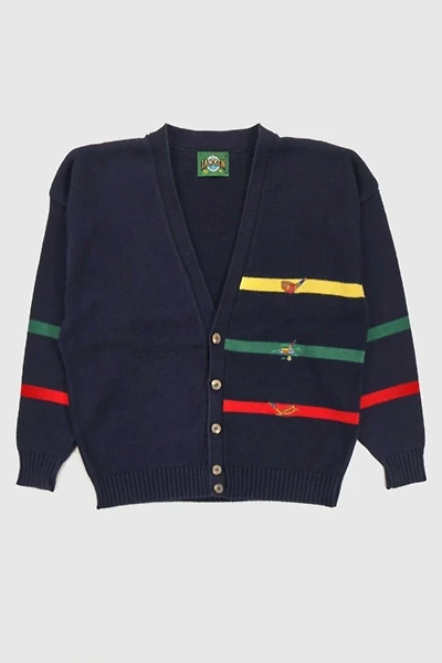 Vintage Stripe Golf Cardigan Sweater