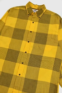Vintage Yellow Check Pattern Button-Down Shirt