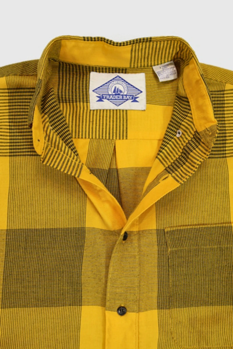 Vintage Yellow Check Pattern Button-Down Shirt