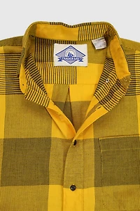 Vintage Yellow Check Pattern Button-Down Shirt