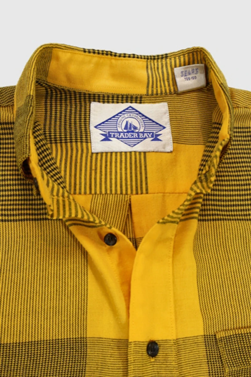Vintage Yellow Check Pattern Button-Down Shirt