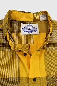 Vintage Yellow Check Pattern Button-Down Shirt