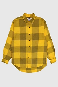 Vintage Yellow Check Pattern Button-Down Shirt