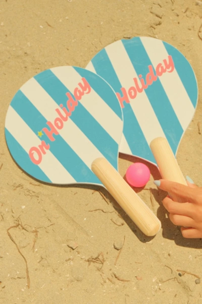 On Holiday Pickleball Cabana Stripe Beach Paddle Set