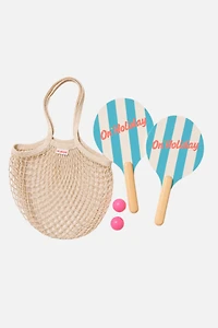 On Holiday Pickleball Cabana Stripe Beach Paddle Set