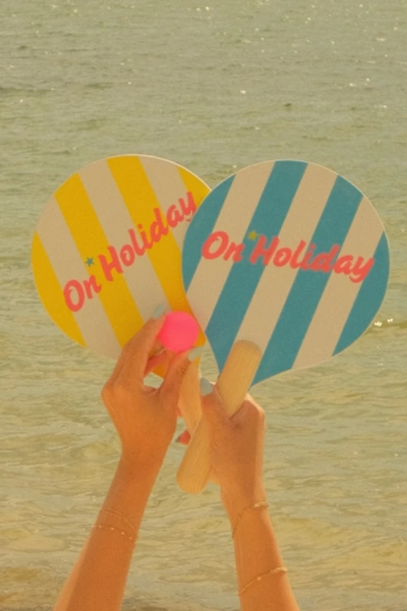 On Holiday Pickleball Cabana Stripe Beach Paddle Set
