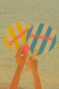 On Holiday Pickleball Cabana Stripe Beach Paddle Set