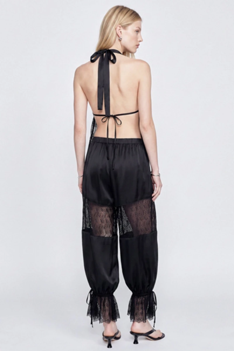 Personal Code Antoinette Satin And Lace Halter Top
