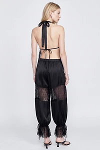 Personal Code Antoinette Satin And Lace Halter Top