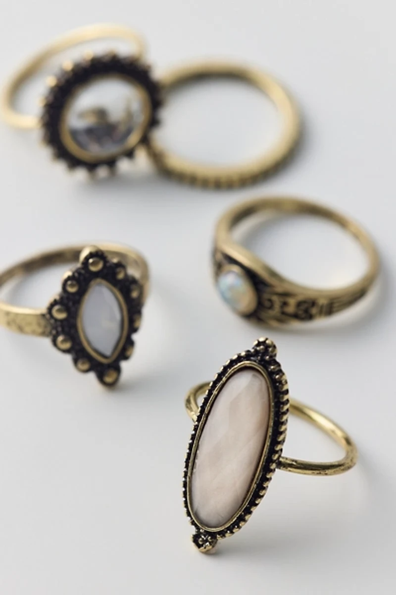 Ornate Gem Rings Set