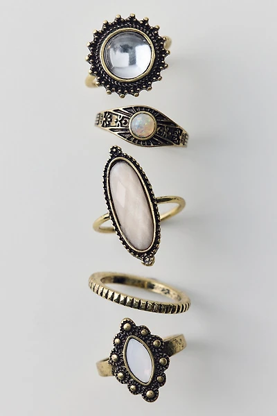 Ornate Gem Rings Set