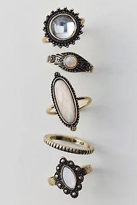 Ornate Gem Rings Set