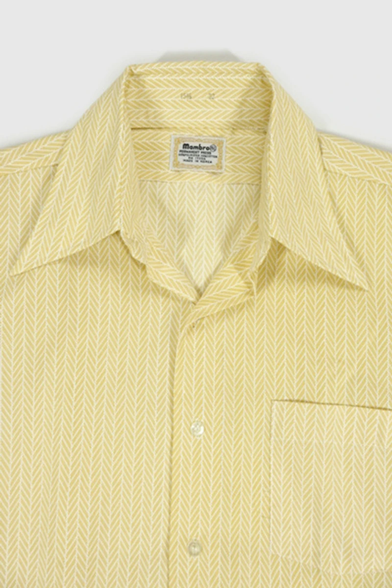 Vintage Herringbone Pattern Button-Down Shirt