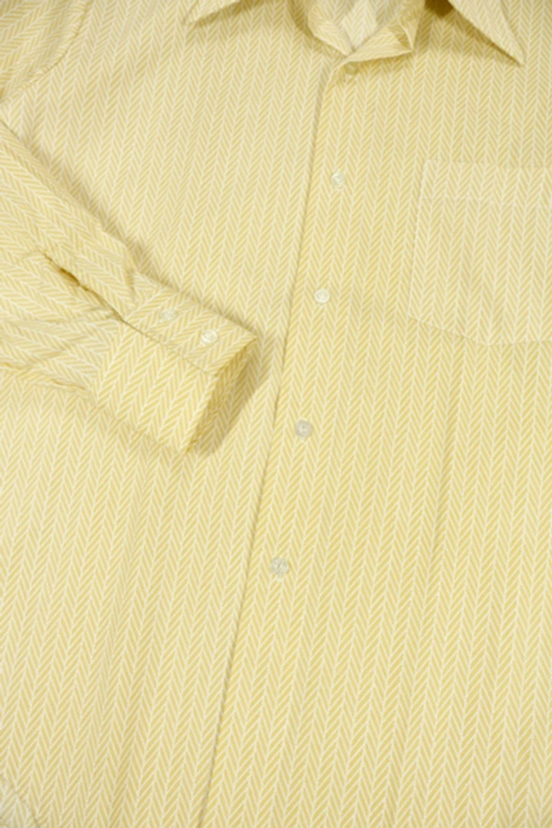 Vintage Herringbone Pattern Button-Down Shirt