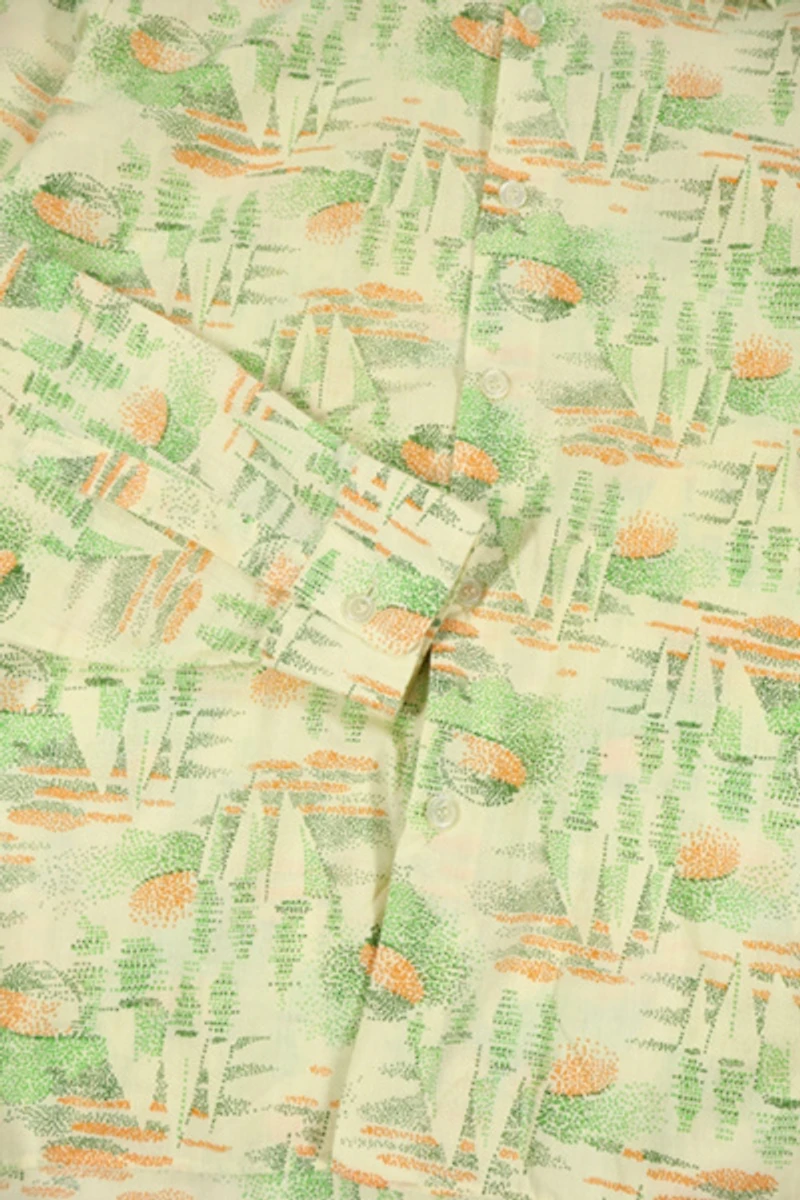 Vintage Sailboat Pattern Button-Down Shirt