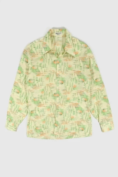 Vintage Sailboat Pattern Button-Down Shirt
