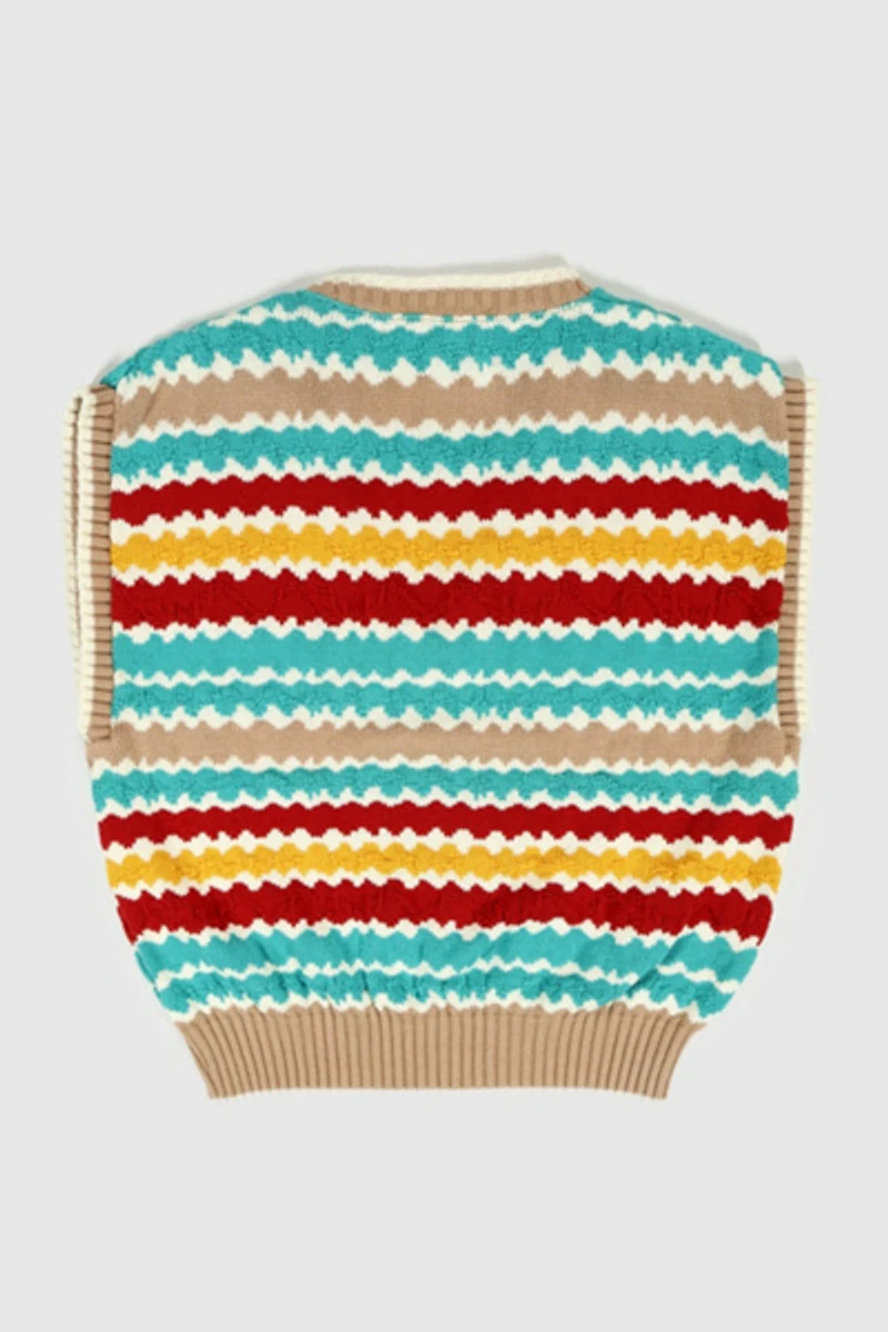 Vintage Knit Stripe Sweater Vest