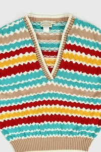 Vintage Knit Stripe Sweater Vest